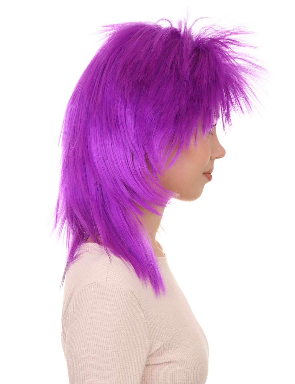 Wigs2you ハロウィン パーティー プレミアム H-1339 簡単に着用でき快適なフィット感 80 年代女性ネオン パープル ロッカー スタイル ウィッグ