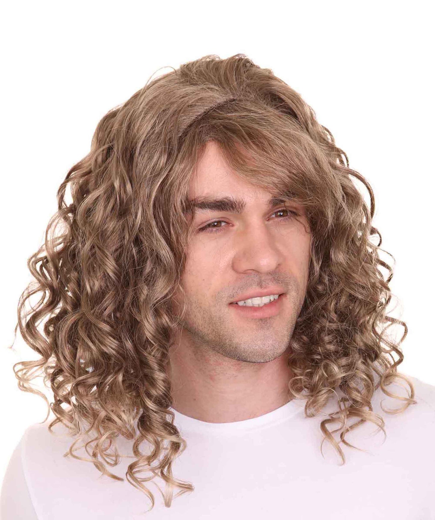 Wigs2you ハロウィン パーティー プレミアム メンズ H-638 ロング カーリー ブラウン カラー スラッカー ウィッグ