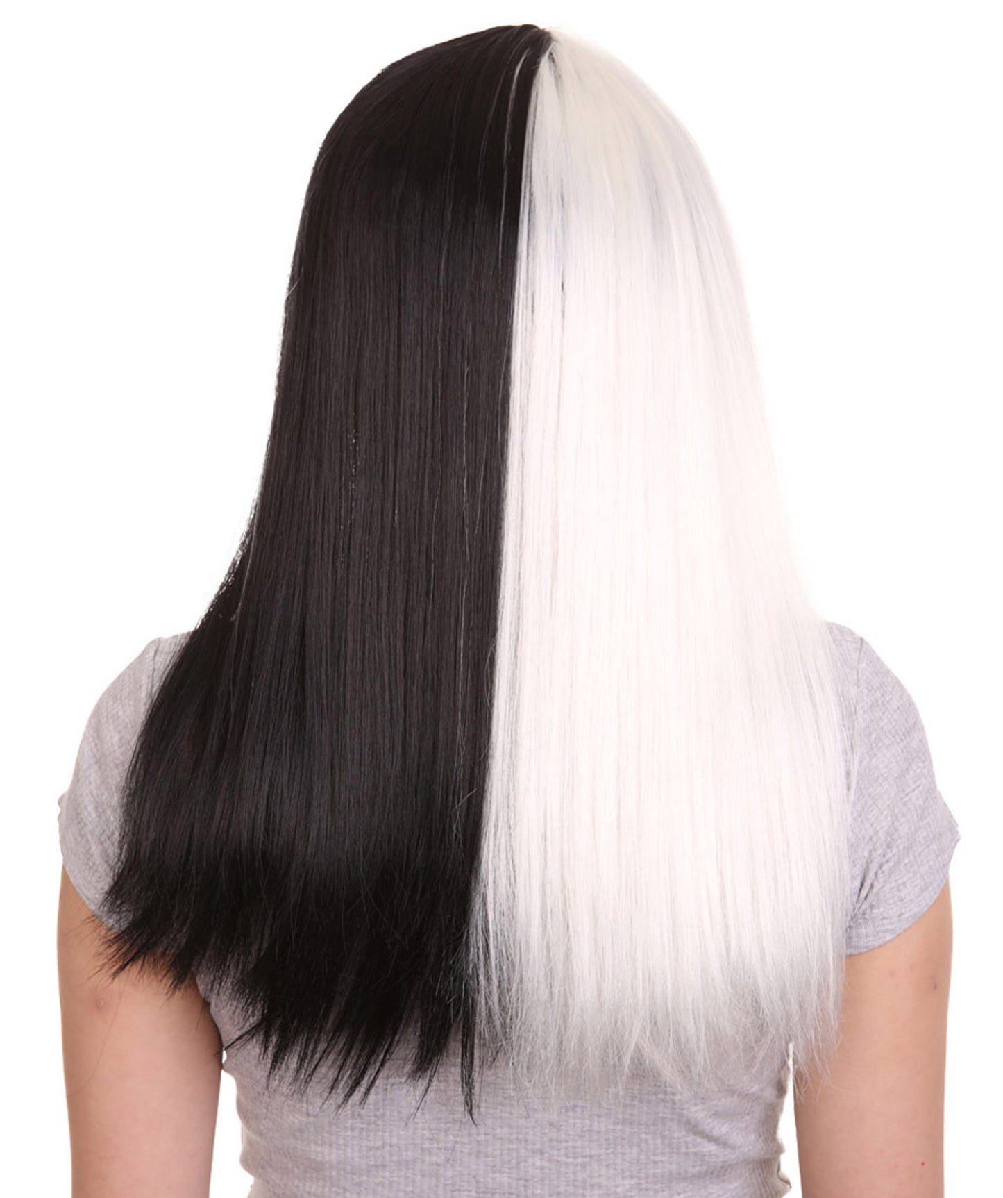 Wigs2youハロウィンパーティープレミアムレディースH-1937 着けやすい 非常に快適 黒と白のロングウィッグ