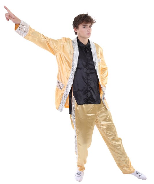男性 JCP-196 のエルビスサテンコスチューム ゴールド コスプレコスチューム