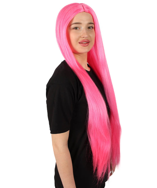 女性 36インチ 超長いウィッグ ダークピンク H-5379_1 バングなし コスプレ衣装の髪ウィッグ