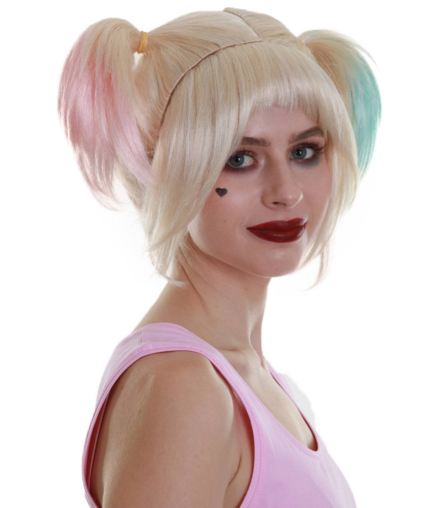 ハロウィンパーティープレミアム H-5289 女性用 マルチ ストレート ショルダーピグテイルズレングス トレンディ ファビュラスヴィランウィッグ マルチカラー