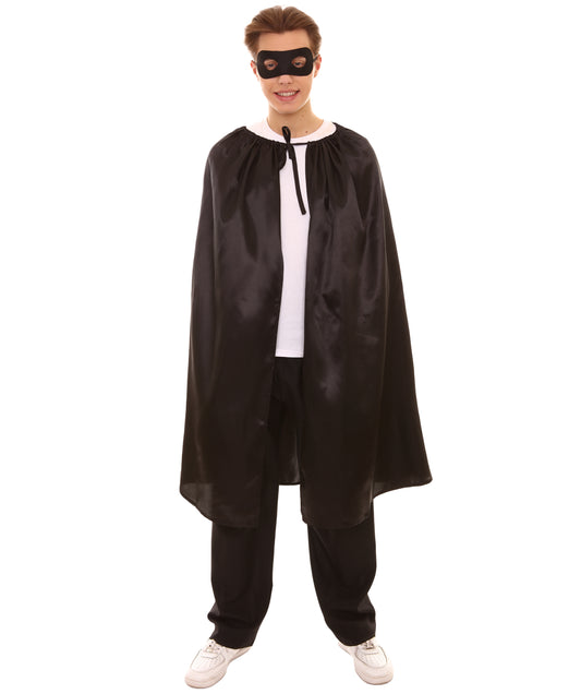 大人用ユニセックス JCO-220_1 スーパーヒーローブラックケープ&マスクセット ハロウィンコスチューム