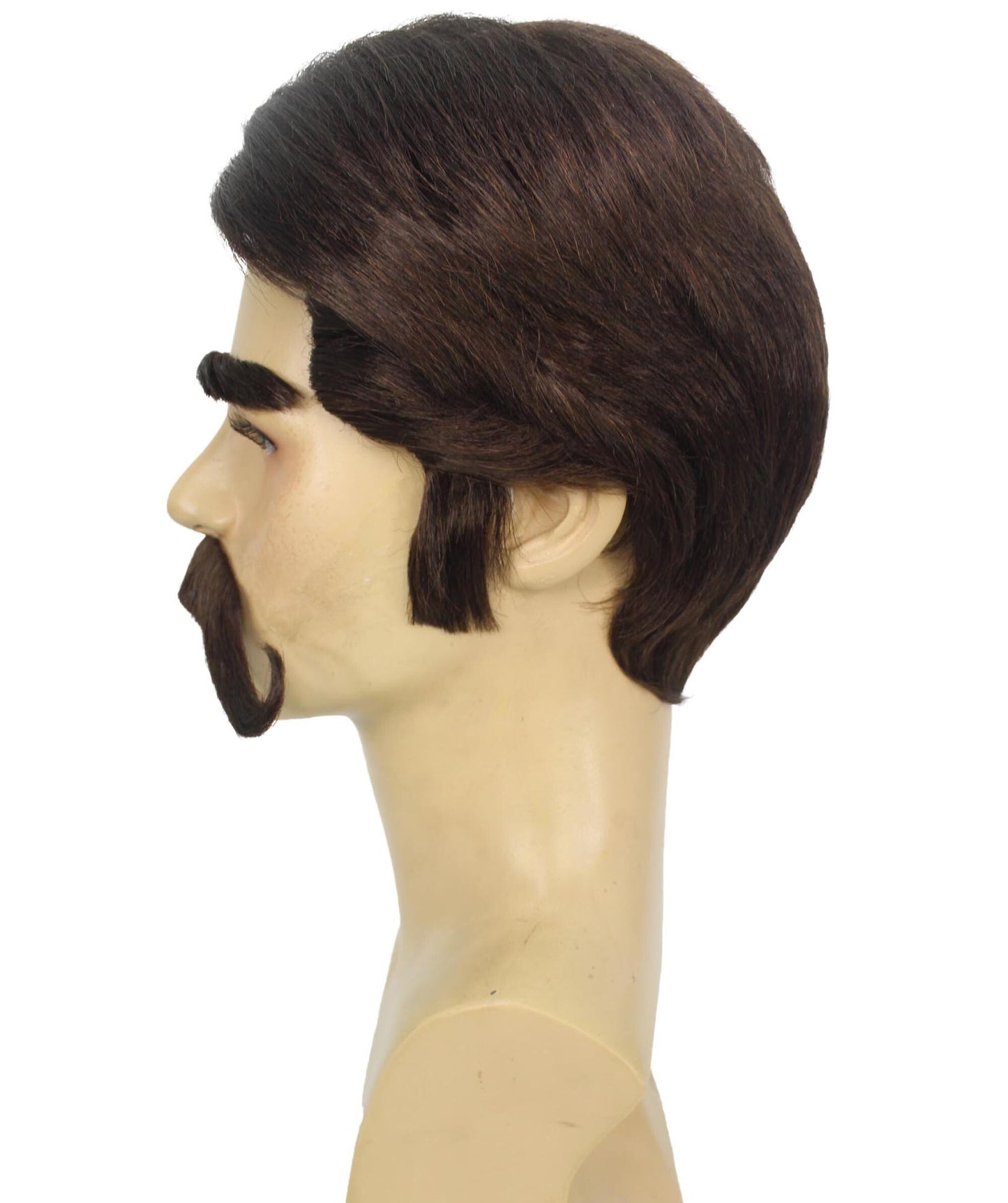 男性用 H-6154 ブラックウィッグ 眉毛と口ひげ付き ハロウィンやコスプレに最適 難燃性合成素材