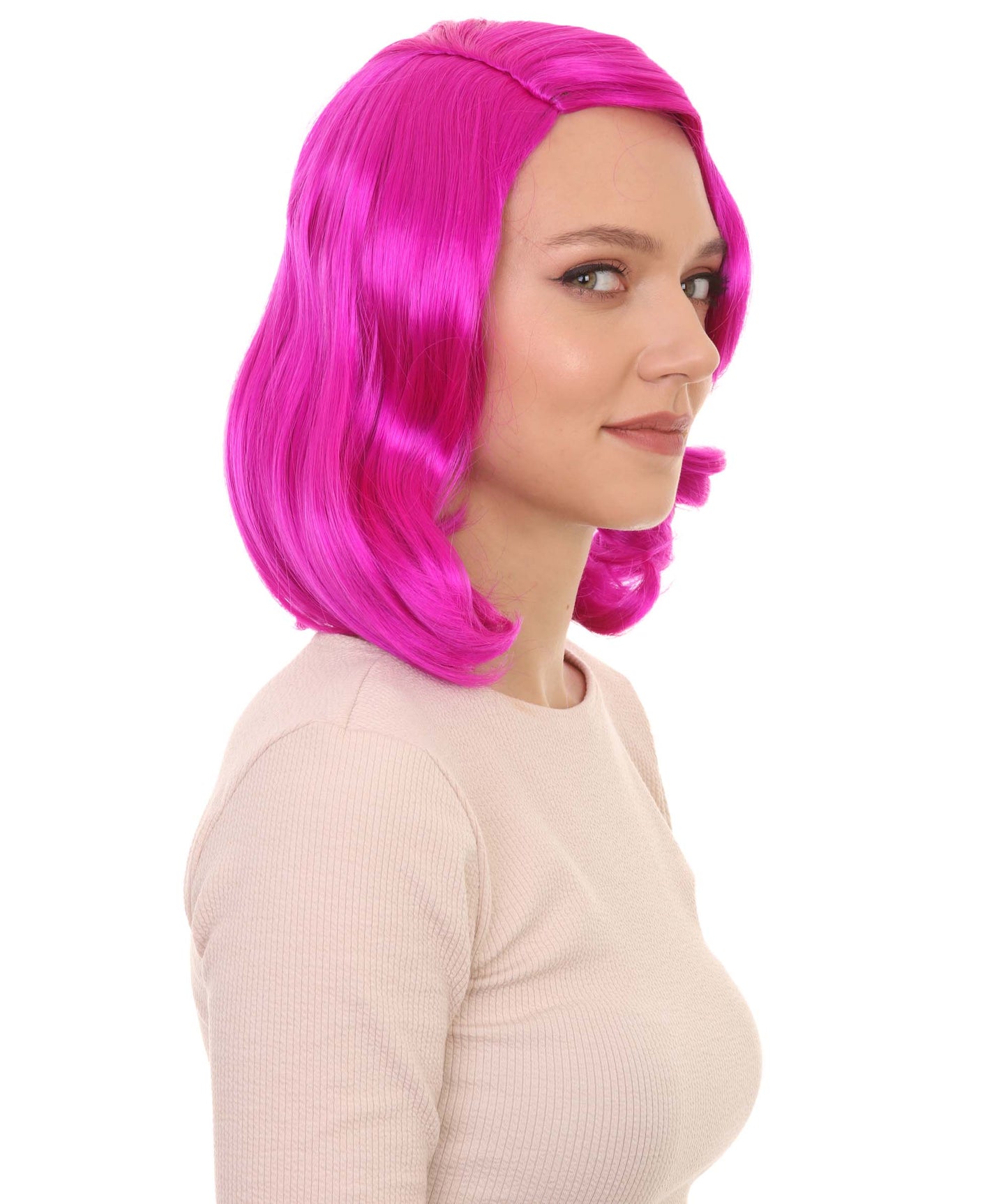 Wigs2you ハロウィン パーティー プレミアム レディース H-1155 とても快適なネオン フューシャ カーリー レディ ウィッグ