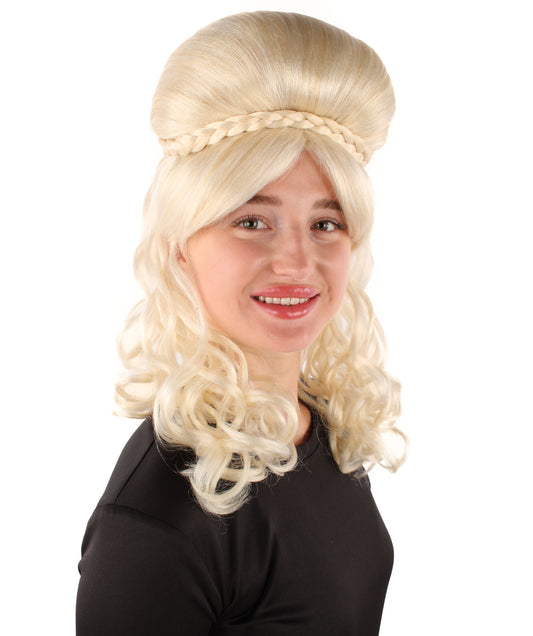 女性用H-5908 ヴィクトリア朝 ブロンド ウィッグ アップド バングス付き ブロンド カラー ハロウィンに最適 難燃性合成ファイバー