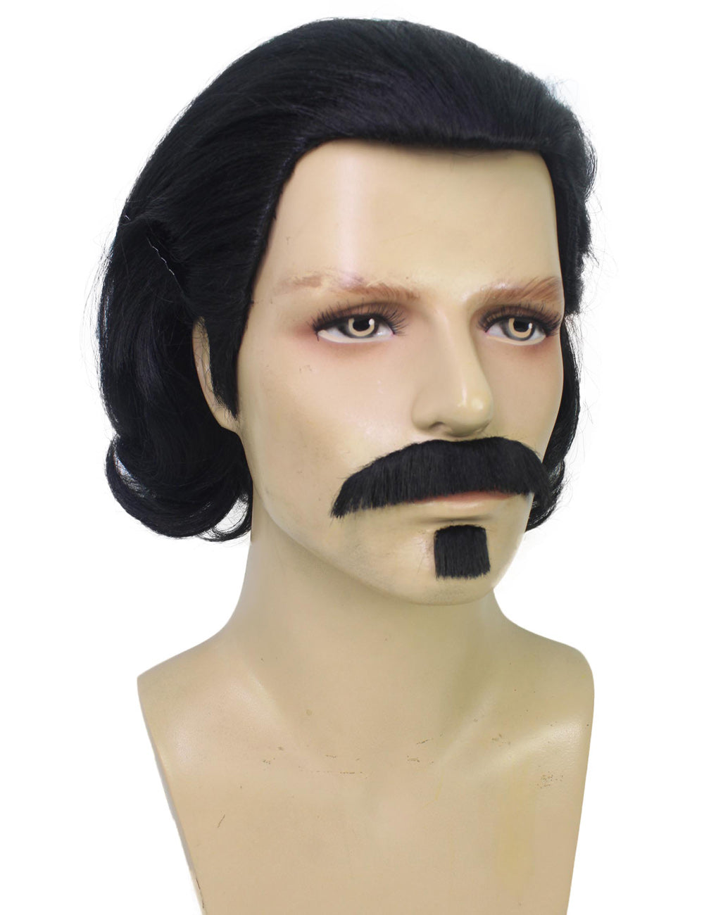 ハロウィンパーティープレミアム大人用メンズダッチ・ヴァン・デールリンデの黒ウィッグ H-5690