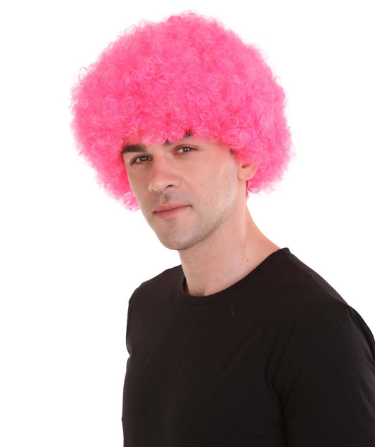 男性用 ピンク アフロ ウィッグ H-2460 ハロウィンパーティー に最適
