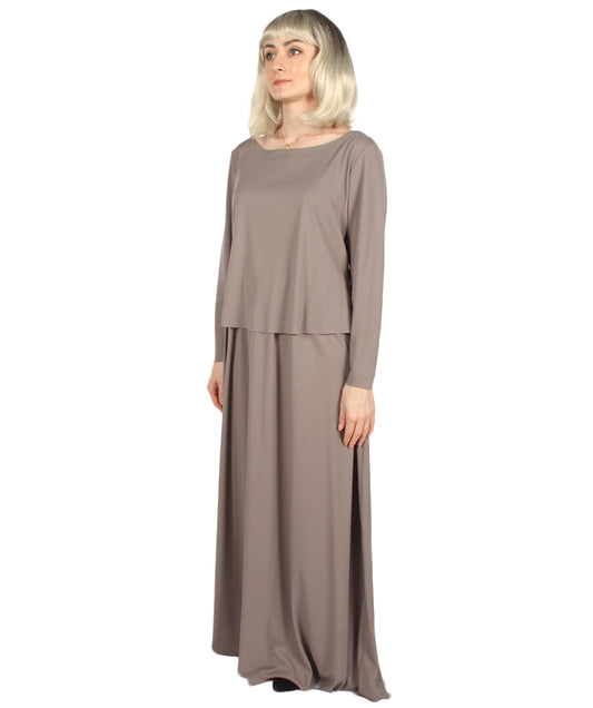 女性用 JCP-066_6 シンプル グレー ドレス ハンドメイド コスプレ コスチューム バッグとボンネット付き