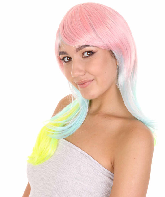 Wigs2youハロウィンパーティープレミアムレディースH-1975 美しい見た目のレインボーロングストレートウィッグ