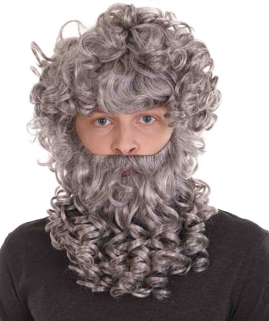 ハロウィンパーティープレミアム メンズ H-3591 ゴッド ゼウス ウィッグ ウィッグ アンド フル ビアード セット