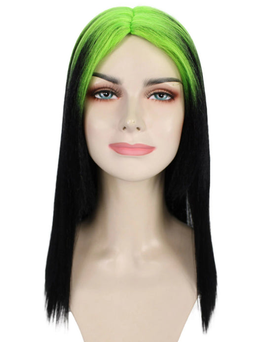 Wigs2you H-5202 ビリー・アイリッシュ風グリーンウィッグ 大人用 80 年代ポップマレットスタイル 根元付き シャギーバング プレミアム仕上げ