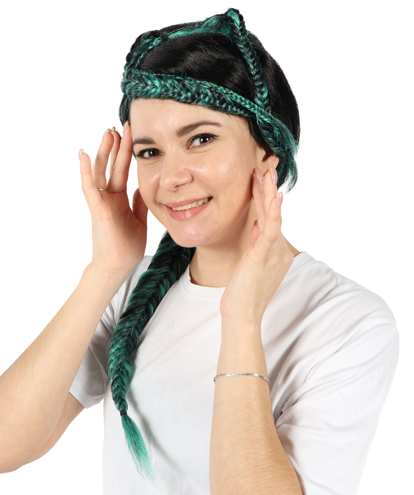 Wigs2you H-6859 大人女性用三つ編みポニーテールウィッグ(前髪付き)|コスプレウィッグ|難燃性合成繊維