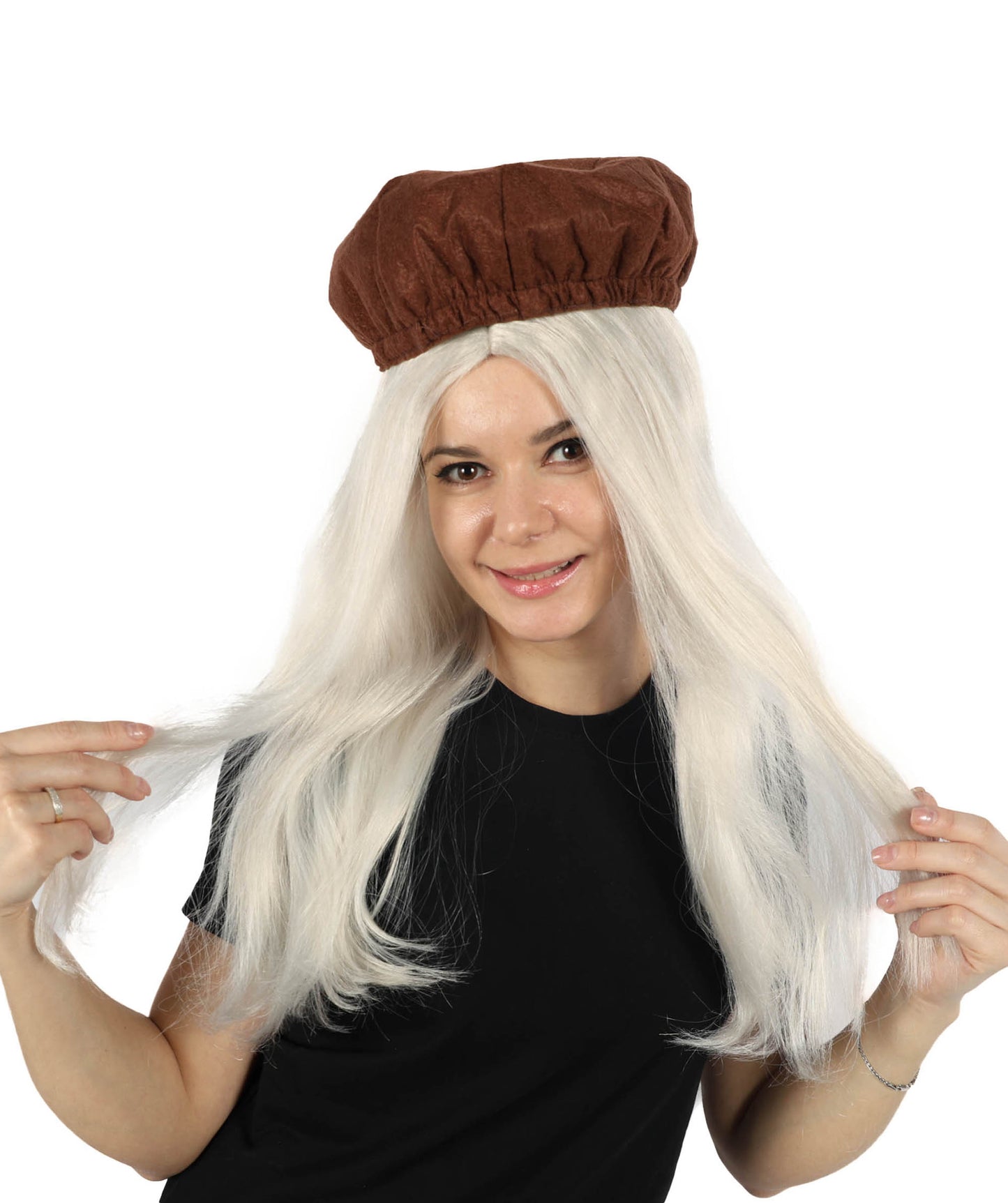 Wigs2you H-6866 女性用大人用アンマリーブロンドウィッグと帽子 - ストレートヘアスタイルのコスチュームアクセサリー。コスプレ、ハロウィン、パーティーに最適。スタイリッシュでトレンディな外観。