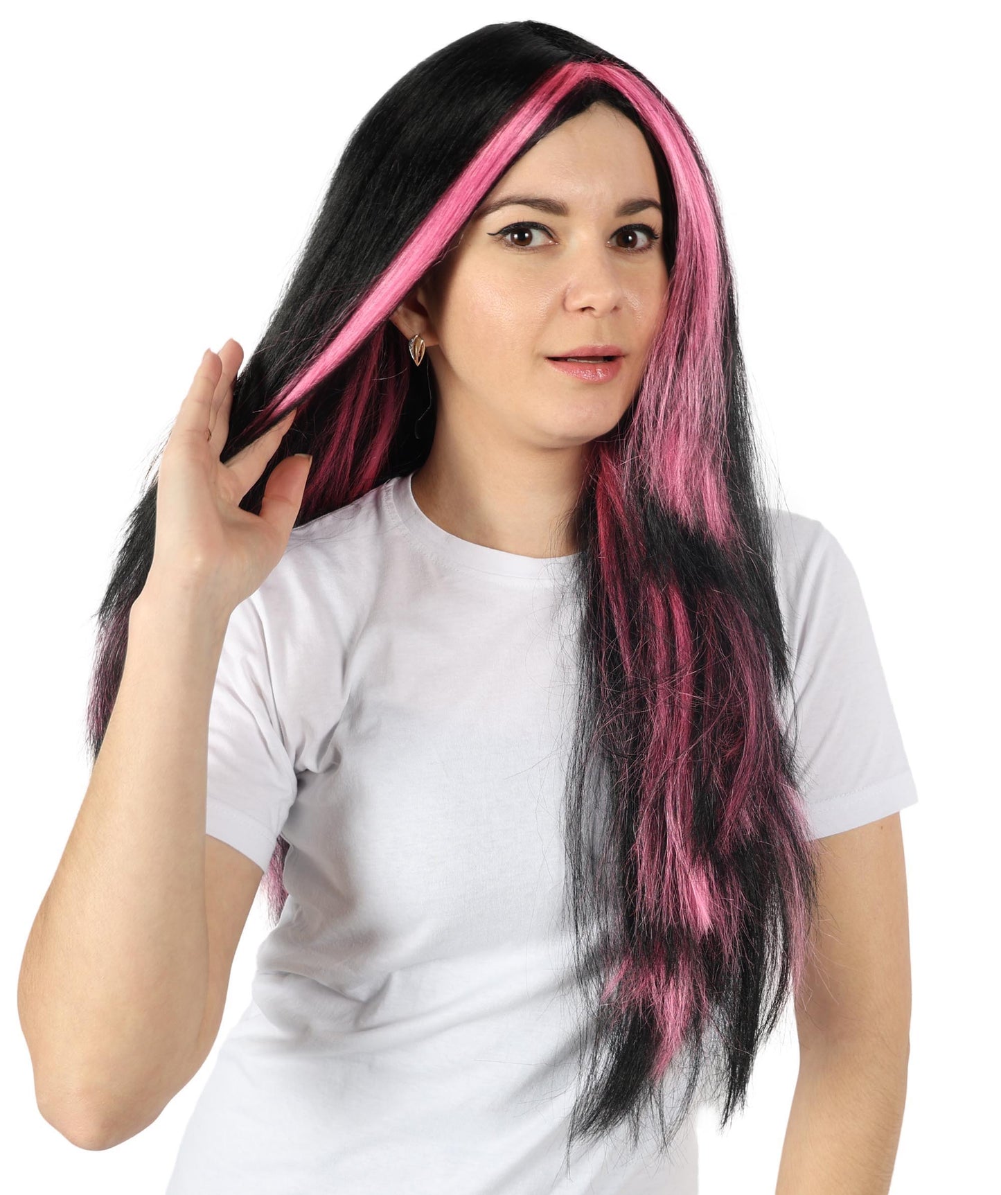 Wigs2you H-6875 大人女性用 人気ファッションロング ブラック&ピンク ミックス ストレートヘアウィッグ | スタイリッシュでトレンディなウィッグ。普段使い、パーティー、コスプレに最適。快適で軽量。