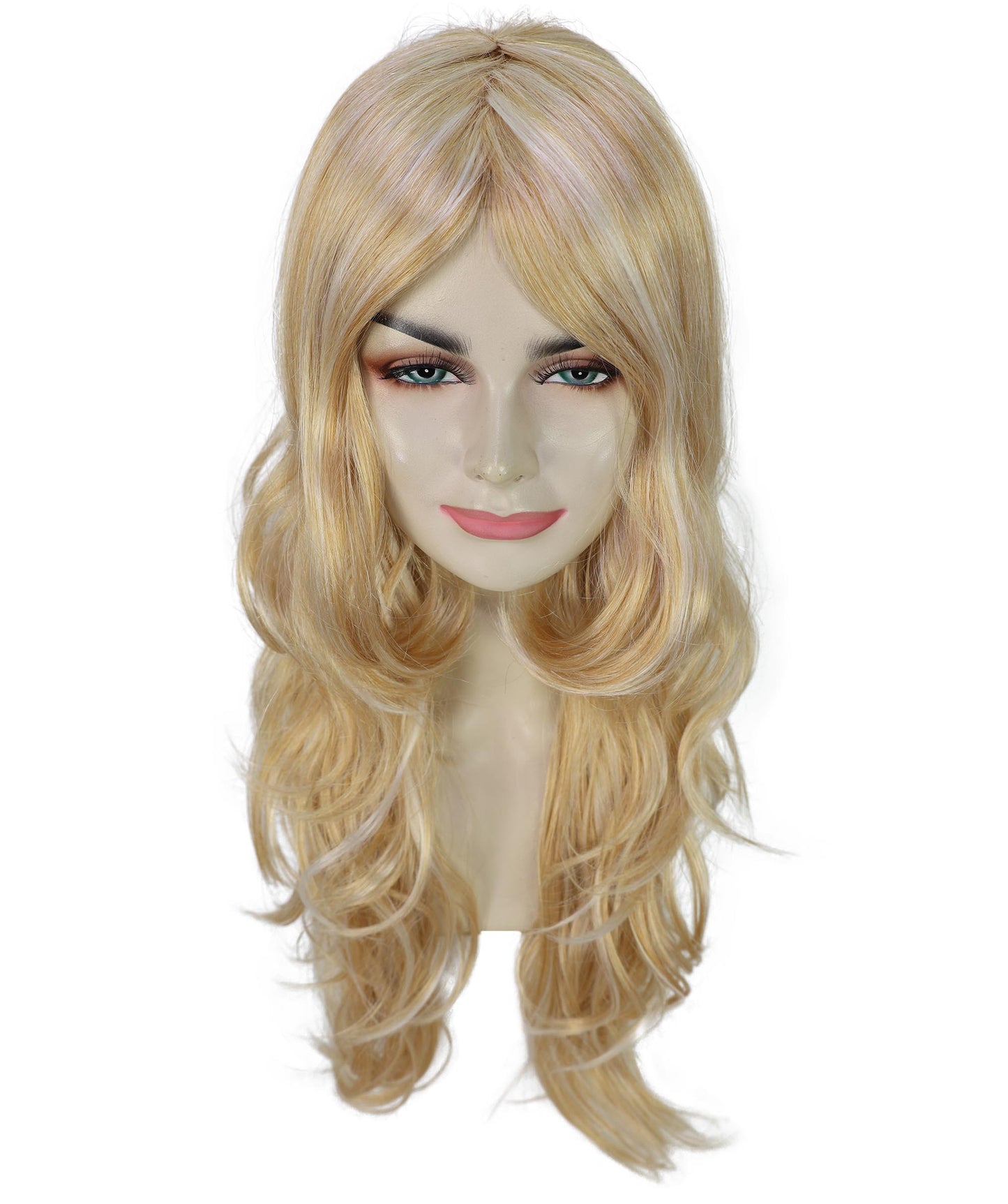 Wigs2you H-6891 大人女性用ウィッグ ウェーブ ホット ハニーブロンド - 70年代のディスコ、レトロコスチューム、ハロウィン、コスプレ、テーマイベントに最適。通気性と快適なキャップデザイン。