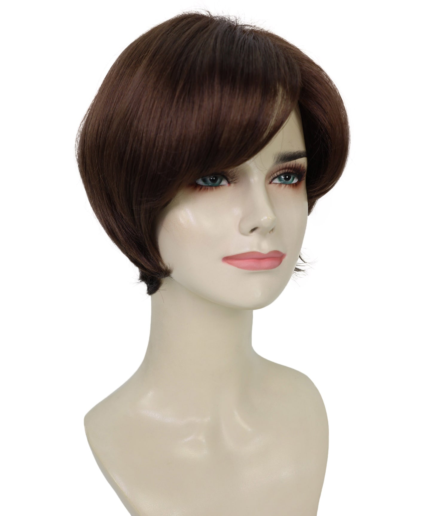 Wigs2you H-6898 大人女性用 9インチ ショート ダークブラウン ピクシーカットウィッグ|医療用フルウィッグ|難燃性合成繊維