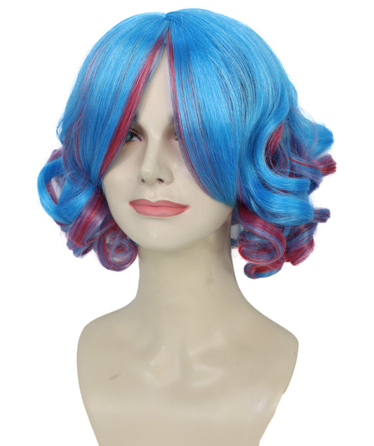 Wigs2you H-6935 大人女性用ショートカーリーマルチカラーウィッグ – 鮮やかな合成繊維で、フェスティバルやアニメコンベンションに最適です。通気性のあるキャップレスキャップ