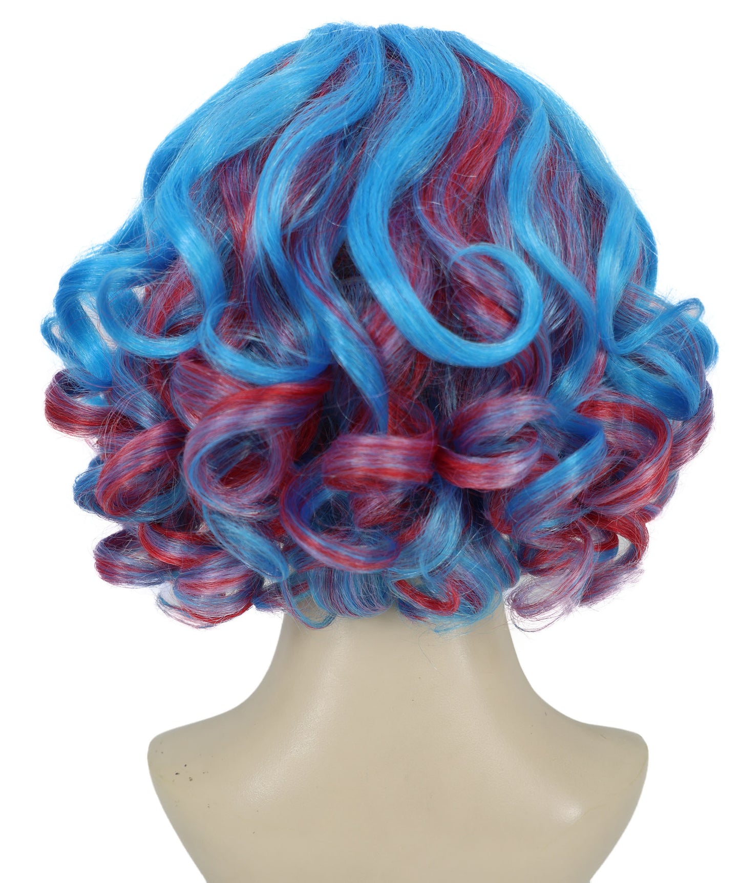 Wigs2you H-6935 大人女性用ショートカーリーマルチカラーウィッグ – 鮮やかな合成繊維で、フェスティバルやアニメコンベンションに最適です。通気性のあるキャップレスキャップ