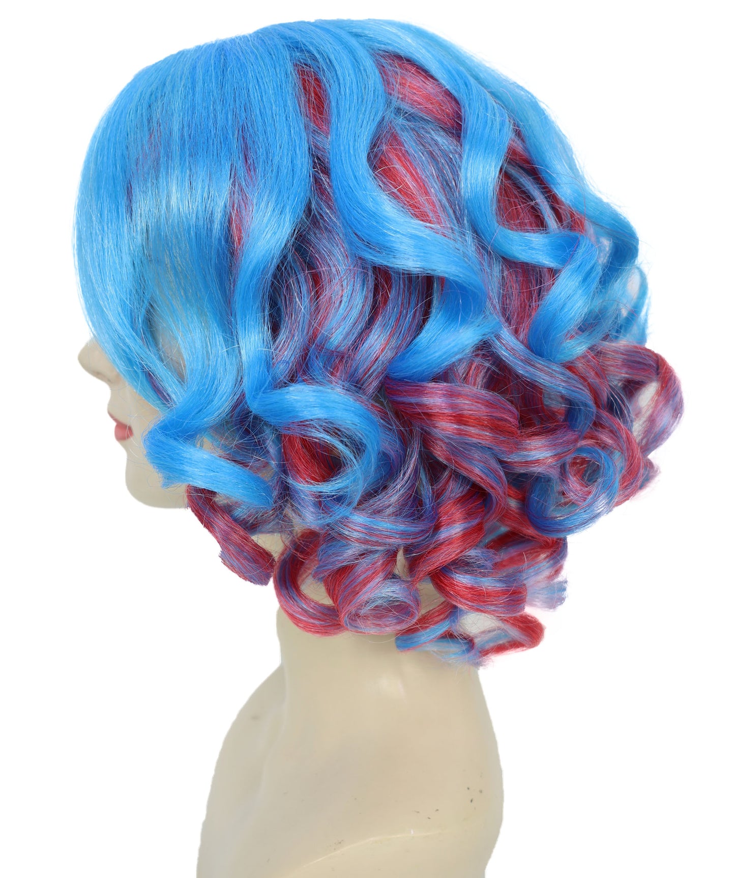 Wigs2you H-6935 大人女性用ショートカーリーマルチカラーウィッグ – 鮮やかな合成繊維で、フェスティバルやアニメコンベンションに最適です。通気性のあるキャップレスキャップ