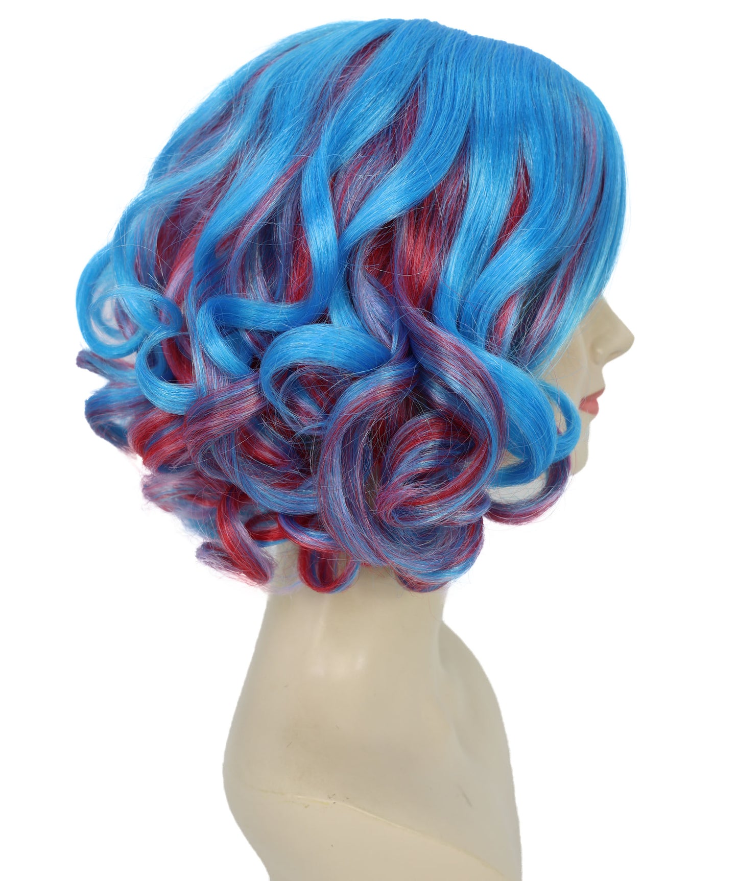 Wigs2you H-6935 大人女性用ショートカーリーマルチカラーウィッグ – 鮮やかな合成繊維で、フェスティバルやアニメコンベンションに最適です。通気性のあるキャップレスキャップ