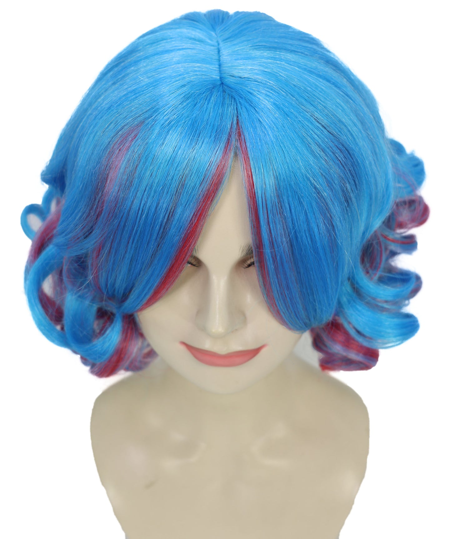 Wigs2you H-6935 大人女性用ショートカーリーマルチカラーウィッグ – 鮮やかな合成繊維で、フェスティバルやアニメコンベンションに最適です。通気性のあるキャップレスキャップ