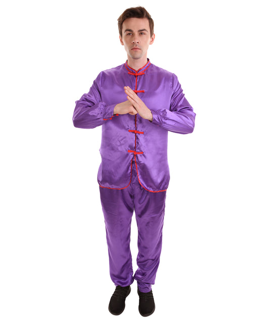 大人用メンズ JCO-269_13 中国の伝統的なカンフー ダークパープルサテン 制服 コスプレ衣装