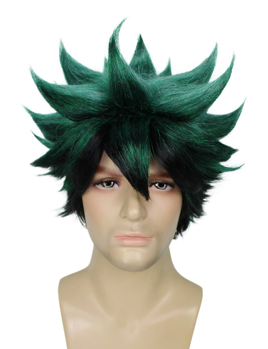 ハロウィンパーティ プレミアム メンズ H-5573 暗緑のスパイク付きコスプレアニメウィッグ