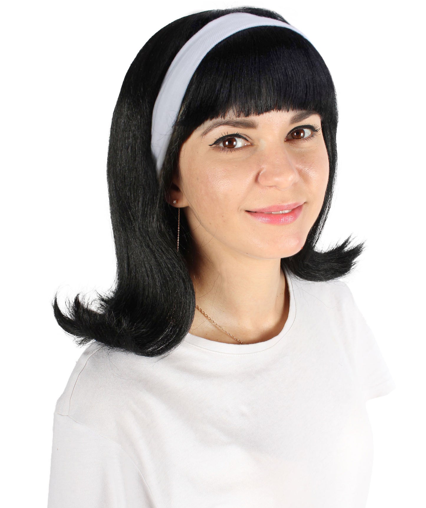 女性 ブラック ストレート ショルダーレングス 50's フリップウィッグ H-5364 プレミアムハロウィンウィッグ