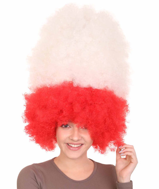 ポーランドフラッグ スポーツパーティージャンボアフロウィッグ H-3955 プレミアム 通気性の良い キャップレスキャップ