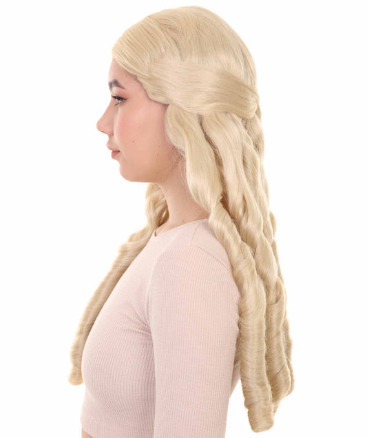 ハロウィンパーティ プレミアム H-4541 18世紀植民地時代のレディのカーリーブロンドヒストリカルウィッグ