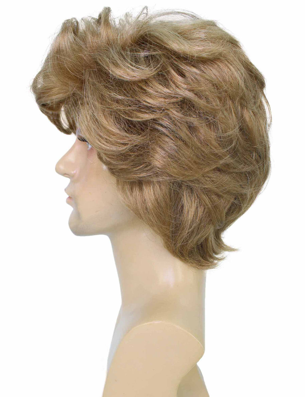 ハロウィンパーティー プレミアム 大人用 男性の「Careless Whisper WHAM」の軽い茶色のカーリーパーマウィッグ H-5693