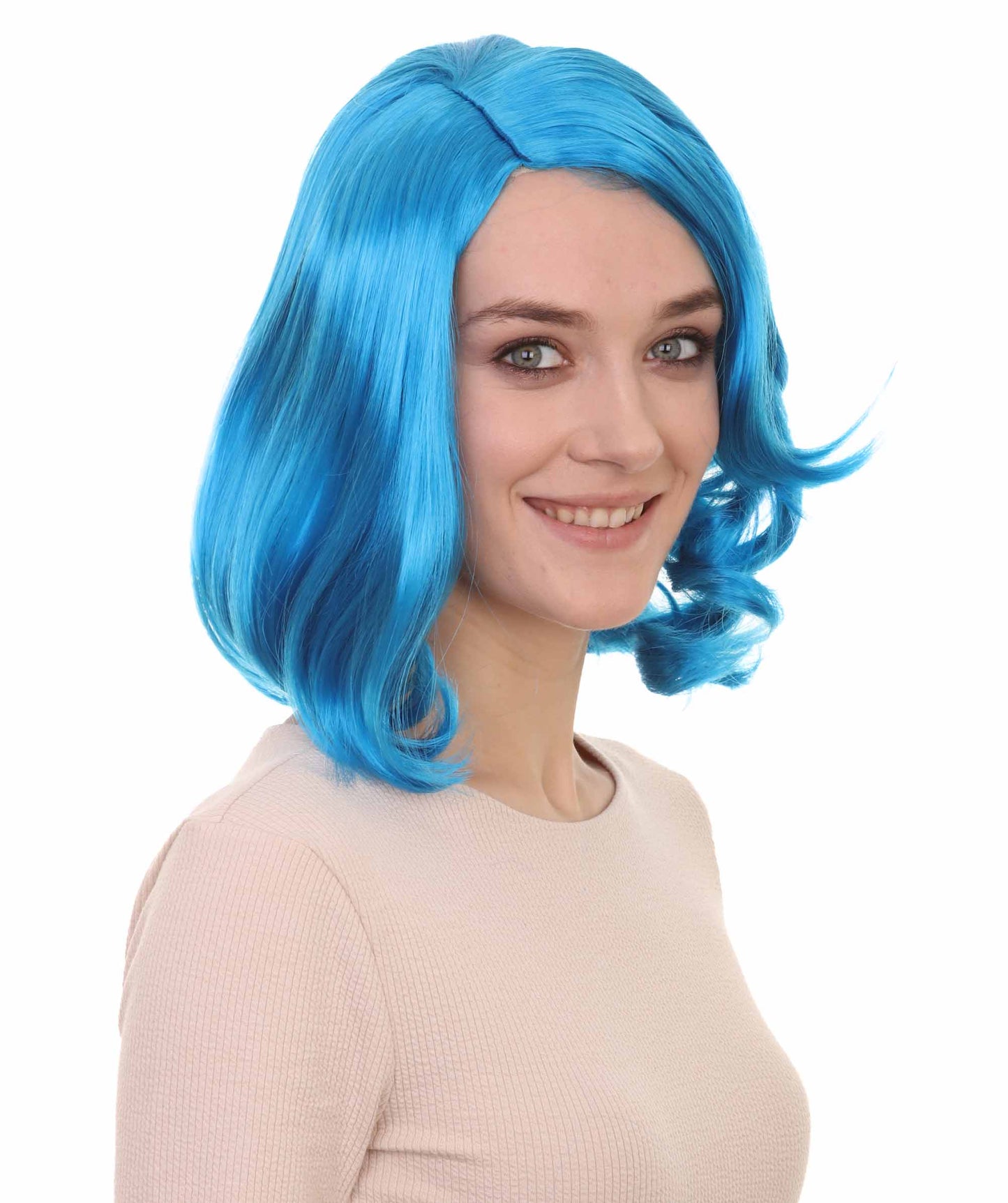 Wigs2you ハロウィン パーティー プレミアム 簡単に着用できる H-1153 とても快適なネオン ブルー カーリー レディ ウィッグ
