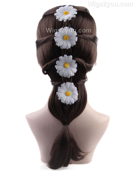 婦人用王女かつら|花によるTraditioal三つ編みにされたかつら|割増空気を通すCaplessなキャップH-426