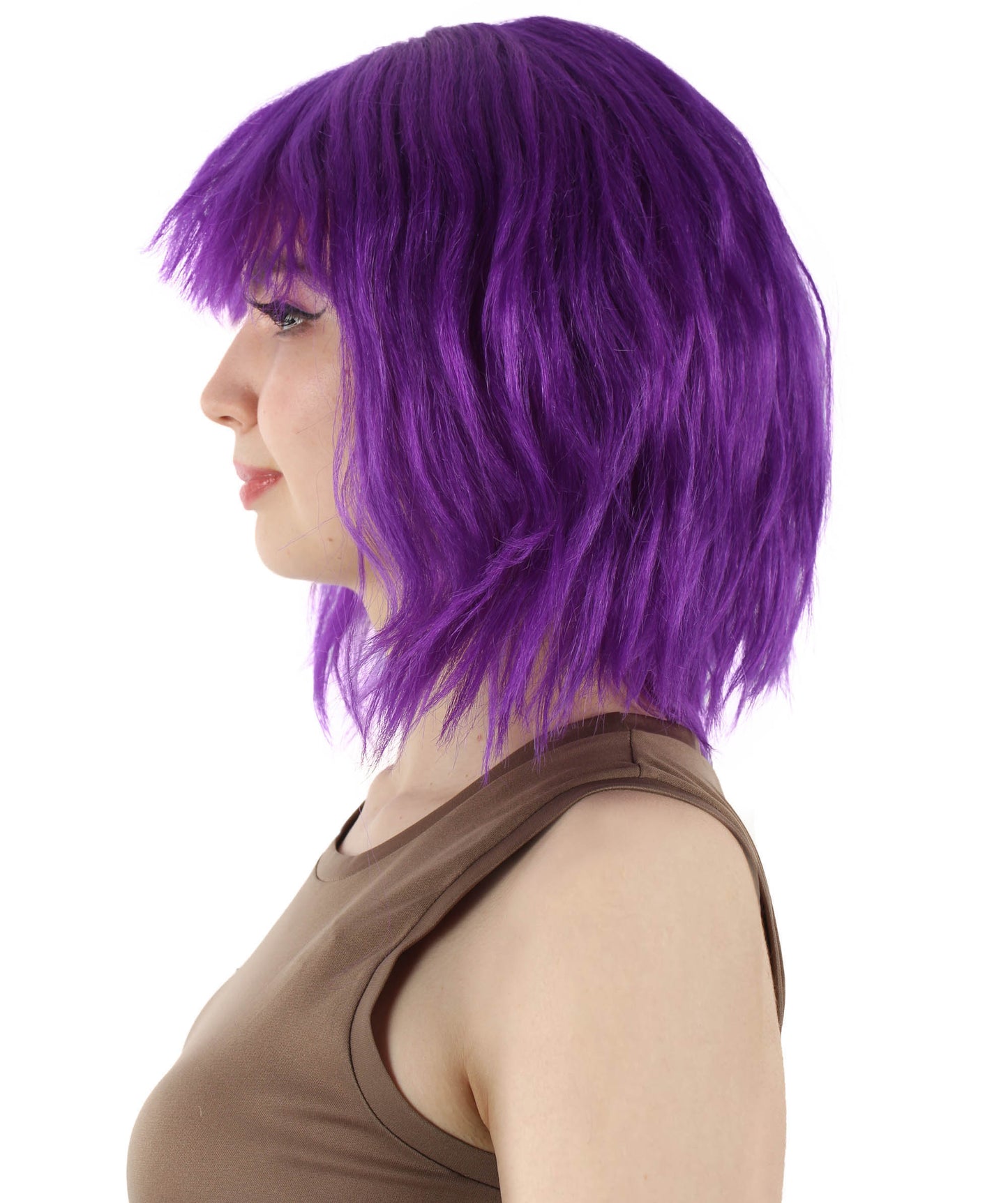 女性用ショルダーレングスバング波状コスプレウィッグ パープル H-5229_12 ファンシースタイル プレミアムハロウィンパーティーウィッグコレクション