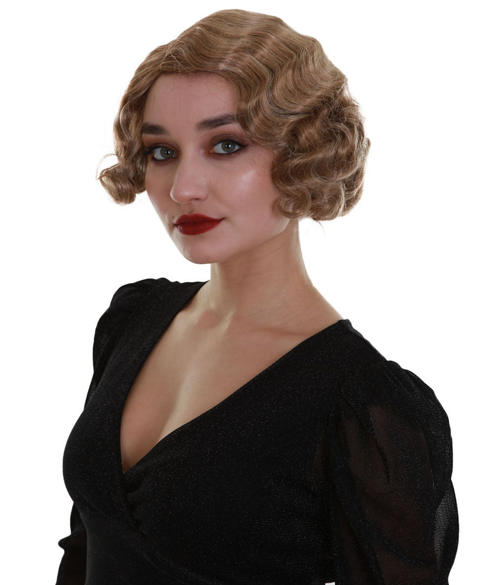 大人の女性用ブロンド波状トレンディなローリング20'sウィッグ H-5271 プレミアムハロウィンパーティーウィッグコレクション