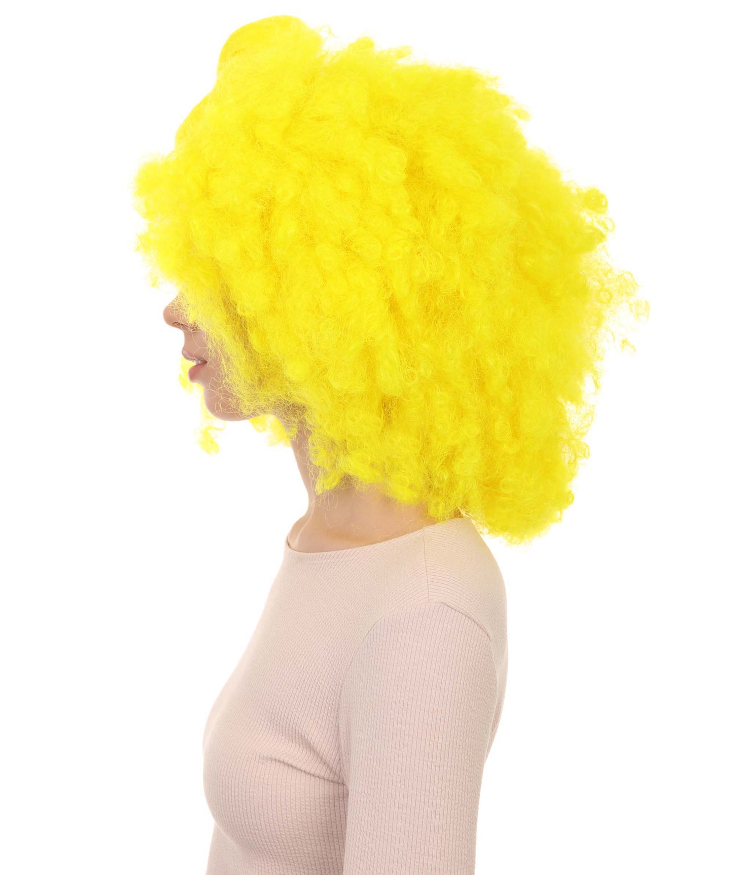 Wigs2you ハロウィン パーティー プレミアム レディース H-1262 着けやすい 快適なフィット感 アフロ スモール ボウウィッグ ネオンイエロー