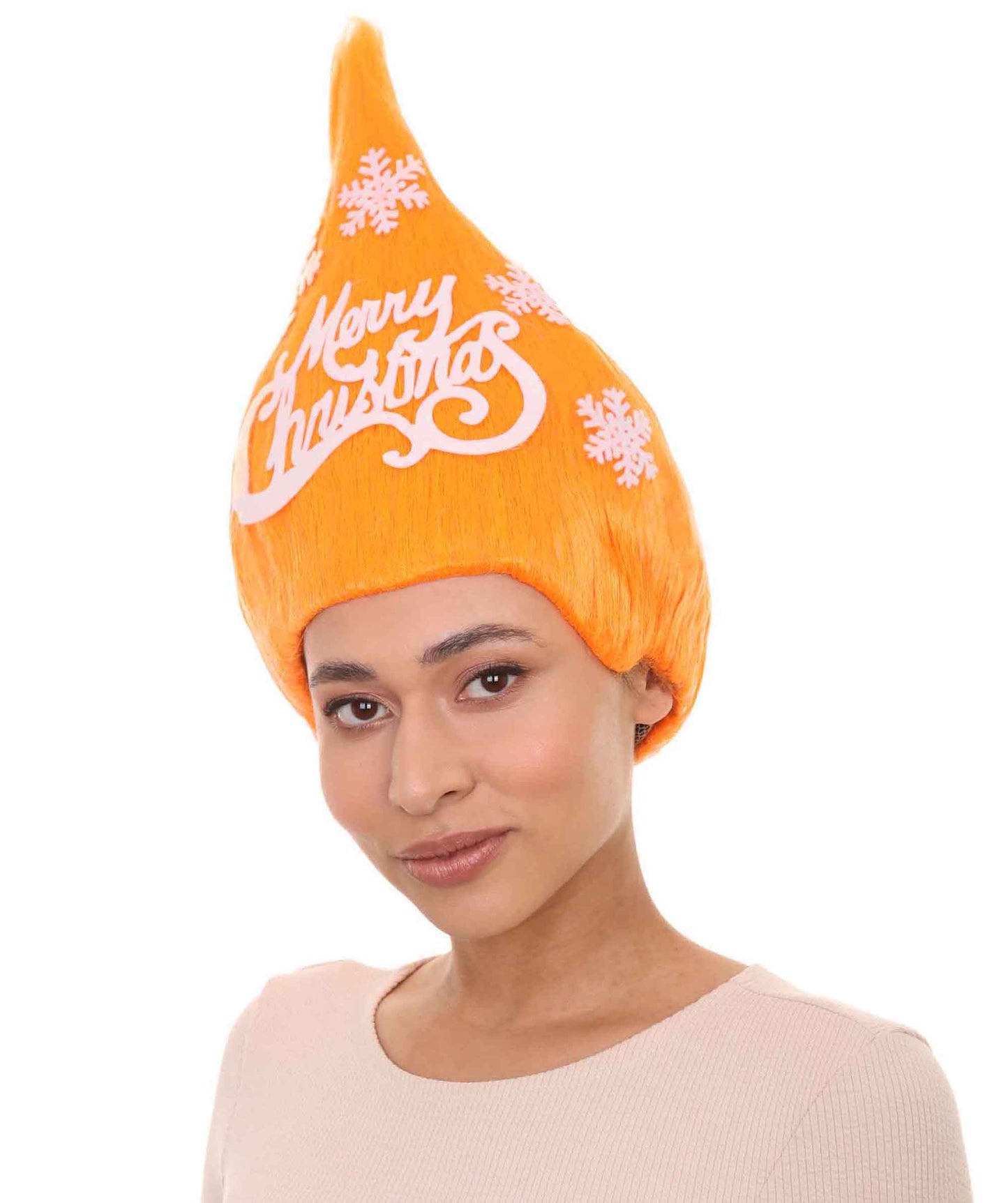オレンジクリスマスツリーレディースウィッグ H-3526 メリークリスマスウィッグ プレミアム通気性のあるキャップレスキャップ