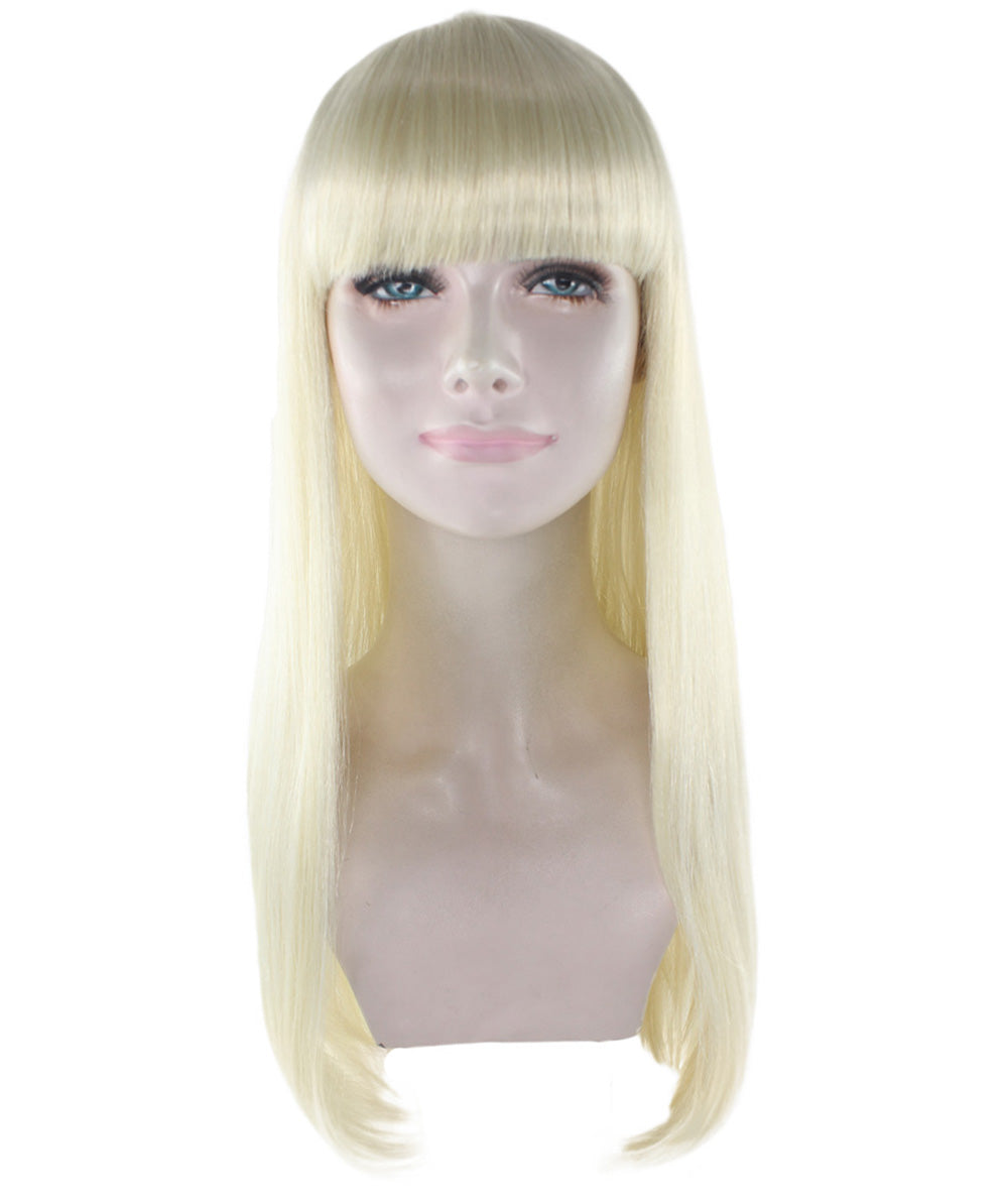 女性用 ロング ブロンド ボブ ウィッグ H-3349 ファンシー パーティー イベント レディ ハロウィン ウィッグ プレミアム通気性 キャプレス キャップ