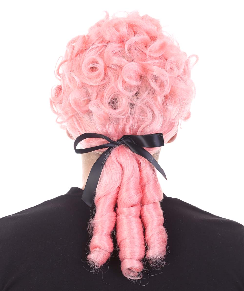 ハロウィンパーティ 男性用 H-4284 コロニアルピンクカーリーウィッグ プレミアム通気性キャップレスキャップ
