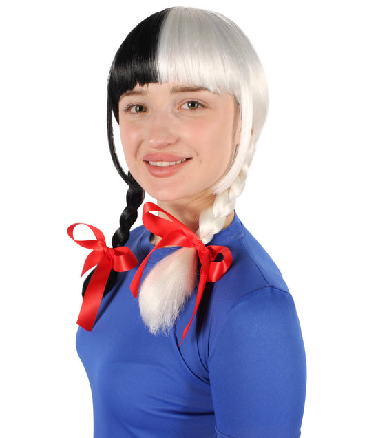 大人用アニメ映画ホラー人形 H-6329 複数の編み込みピグテールと赤いリボン 映画アイコンウィッグ 複数のカラーオプション 難燃性合成繊維