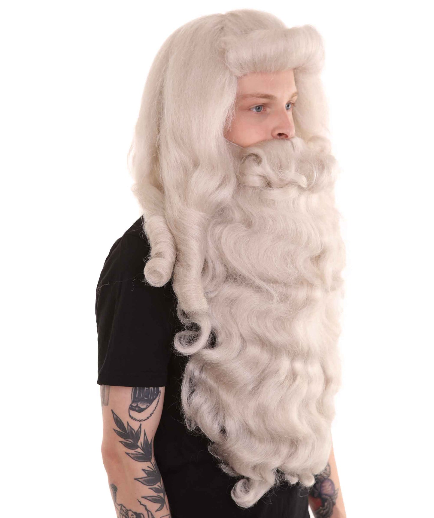 ハロウィンパーティ 男性用 H-4281 プロフェッショナルサンタウィッグ及びフルひげセット プレミアム通気性キャップレスキャップ