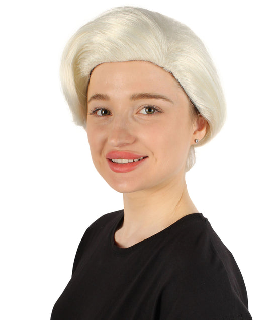 女性用 H-5863 TV/ムービー シルバー ラリッサ ショート ウィッグ ハロウィンに最適 難燃性合成繊維