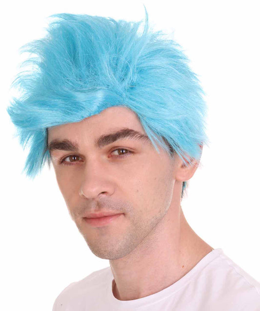 男性 コスプレ品質 ストリーマーブルー なりきりスタイル H-5535 ライトブルー コスプレウィッグ プレミアム通気性抜群キャップレスキャップ