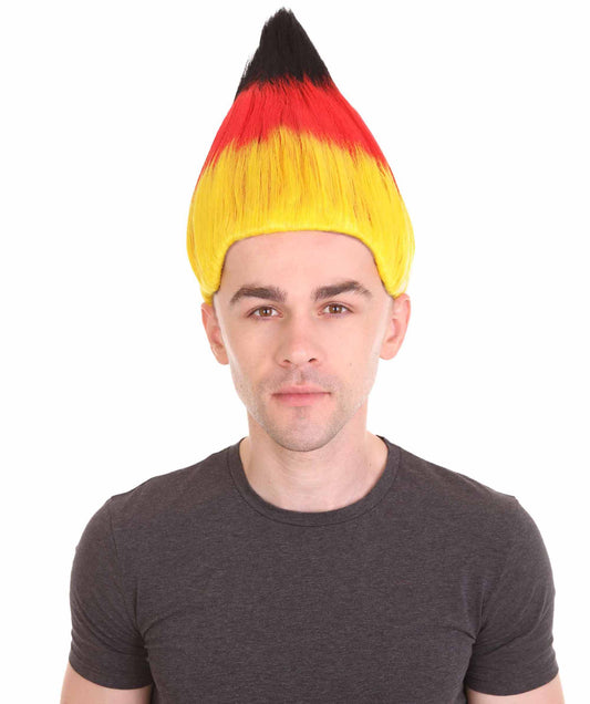 男性用コスプレウィッグ ドイツ国旗 トロールスタイル H-3776 コスプレハロウィンウィッグ プレミアム通気性キャップレスキャップ
