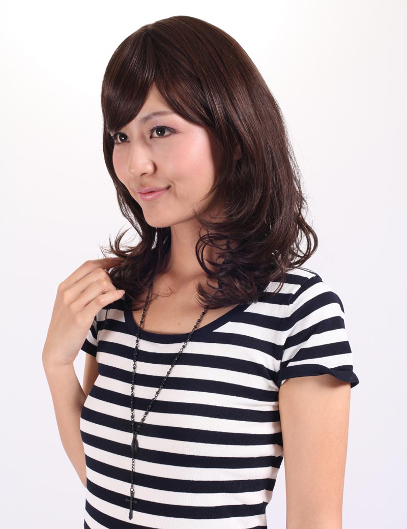 エアリーカールが可愛い!ふわふわヘアで柔らかな女の子に 耐熱です ウィッグネット付き W-537
