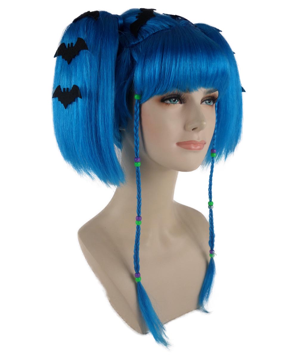 Wigs2you ハロウィンパーティープレミアム レディース H-706 バットエンジェルウィッグ ネオンブルー色