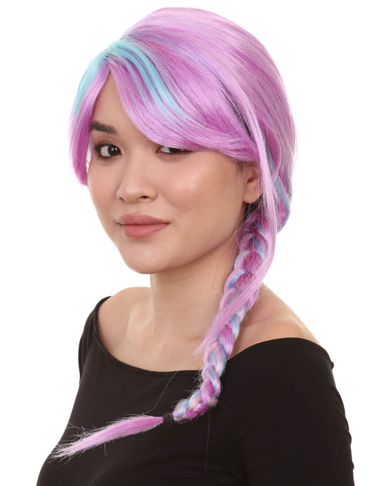 パープル & ブルーのフレンチ ブレイド 長い色とりどりの編み込みウィッグ プレミアム通気性キャップレスキャップ H-277