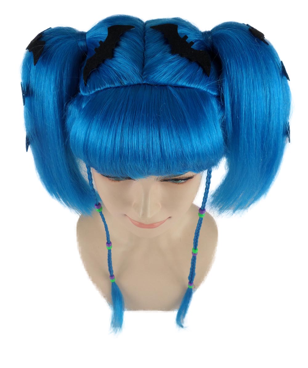 Wigs2you ハロウィンパーティープレミアム レディース H-706 バットエンジェルウィッグ ネオンブルー色