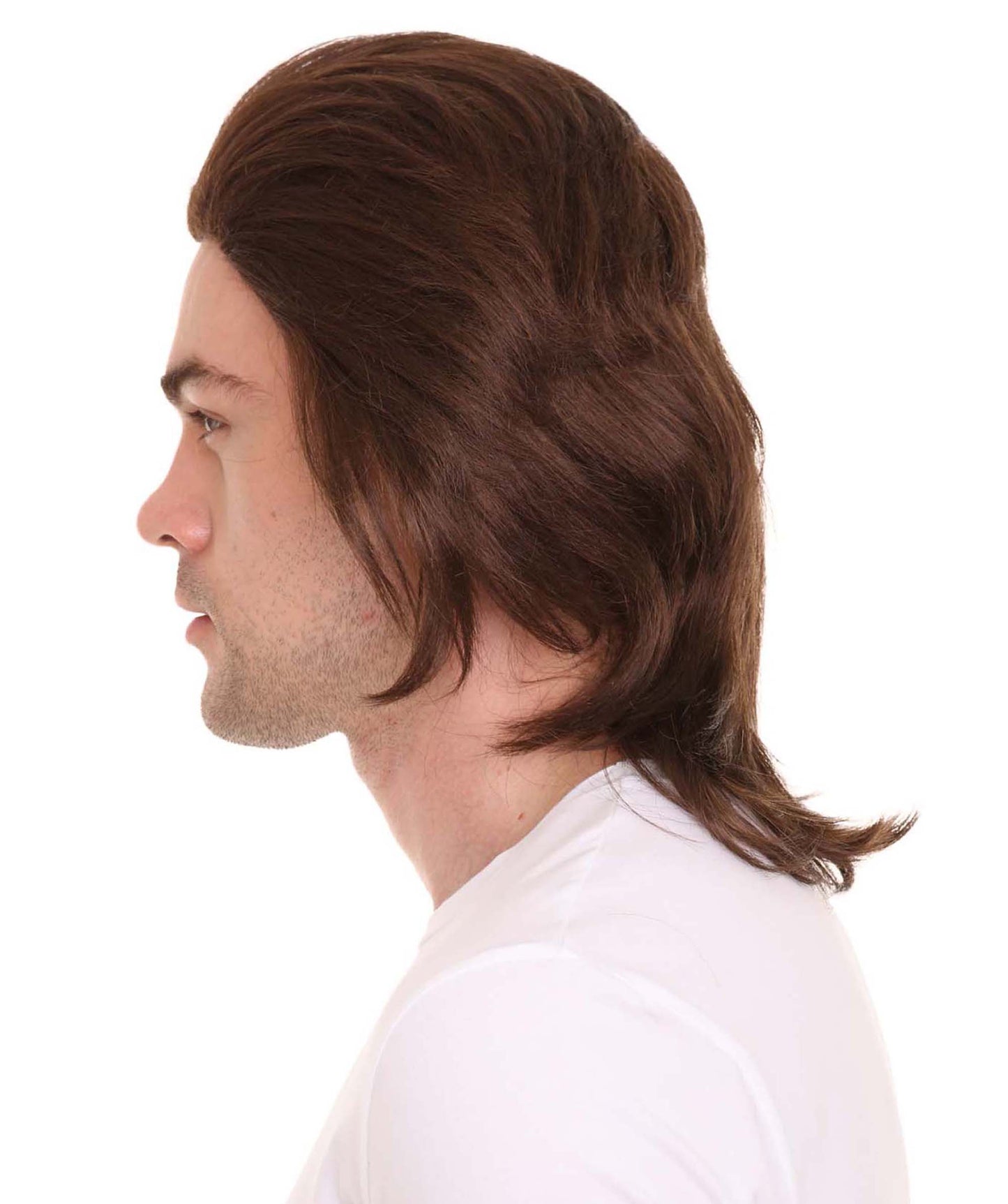 Wigs2you ハロウィン パーティー プレミアム メンズ H-648 70年代 ブラウンカラーウィッグ 口ひげ付き